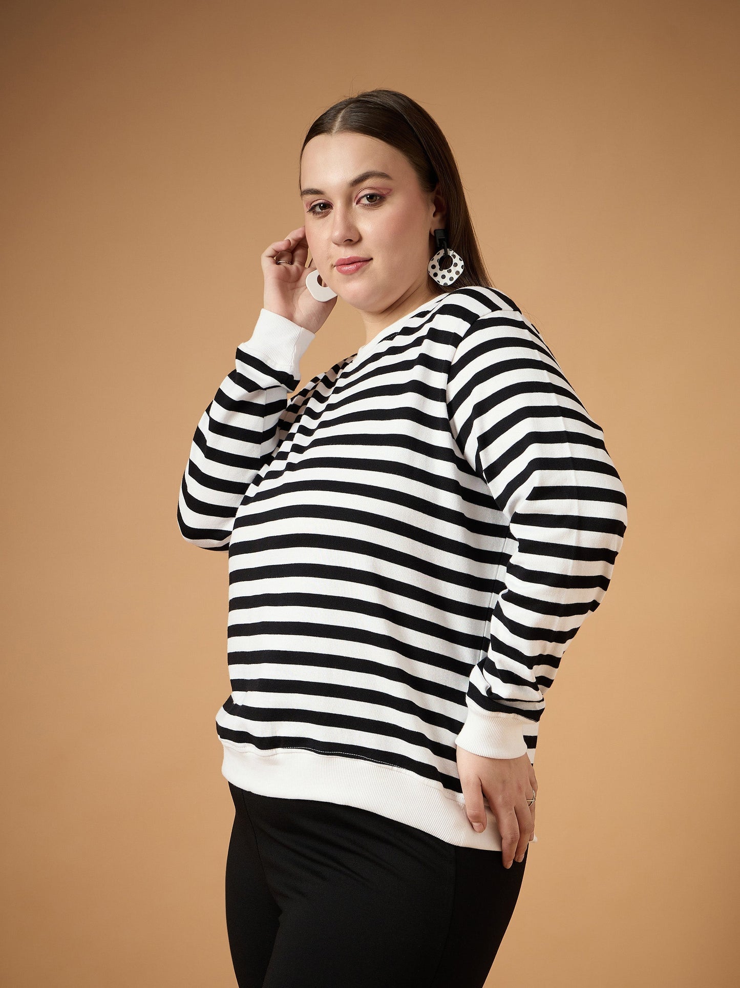 Women's Black Striped Sweater