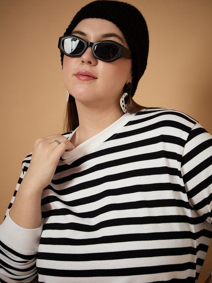Women's Black Striped Sweater