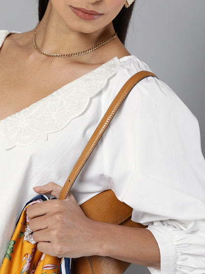 Women's White Embroidered Collar Top