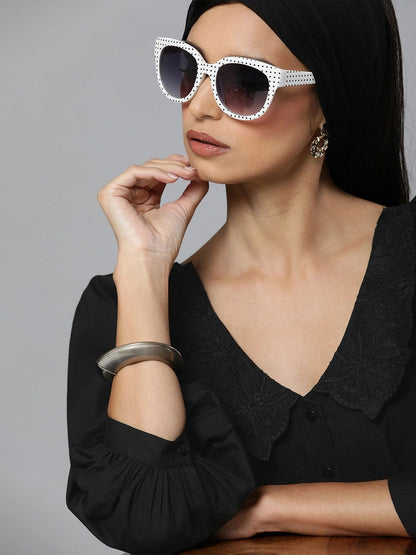 Women's Black Embroidered Collar Top