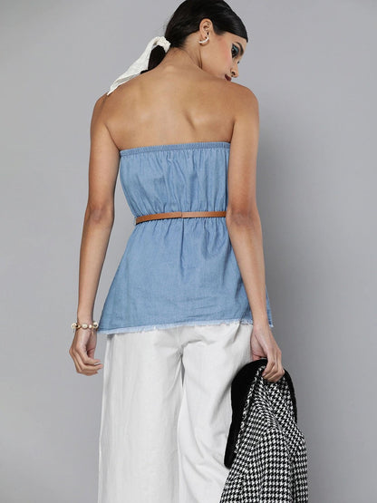 Women's Blue Denim Tube Top