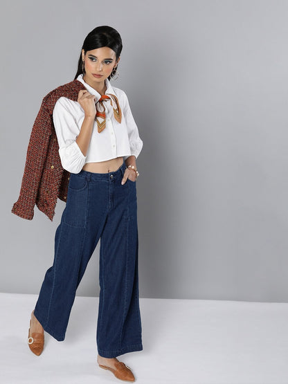 Women's White Loose Fit Shirt Style Top