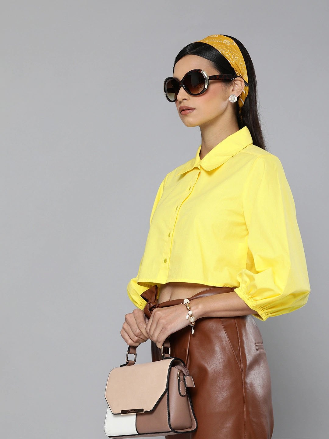 Women's Yellow Loose Fit Shirt Style Top