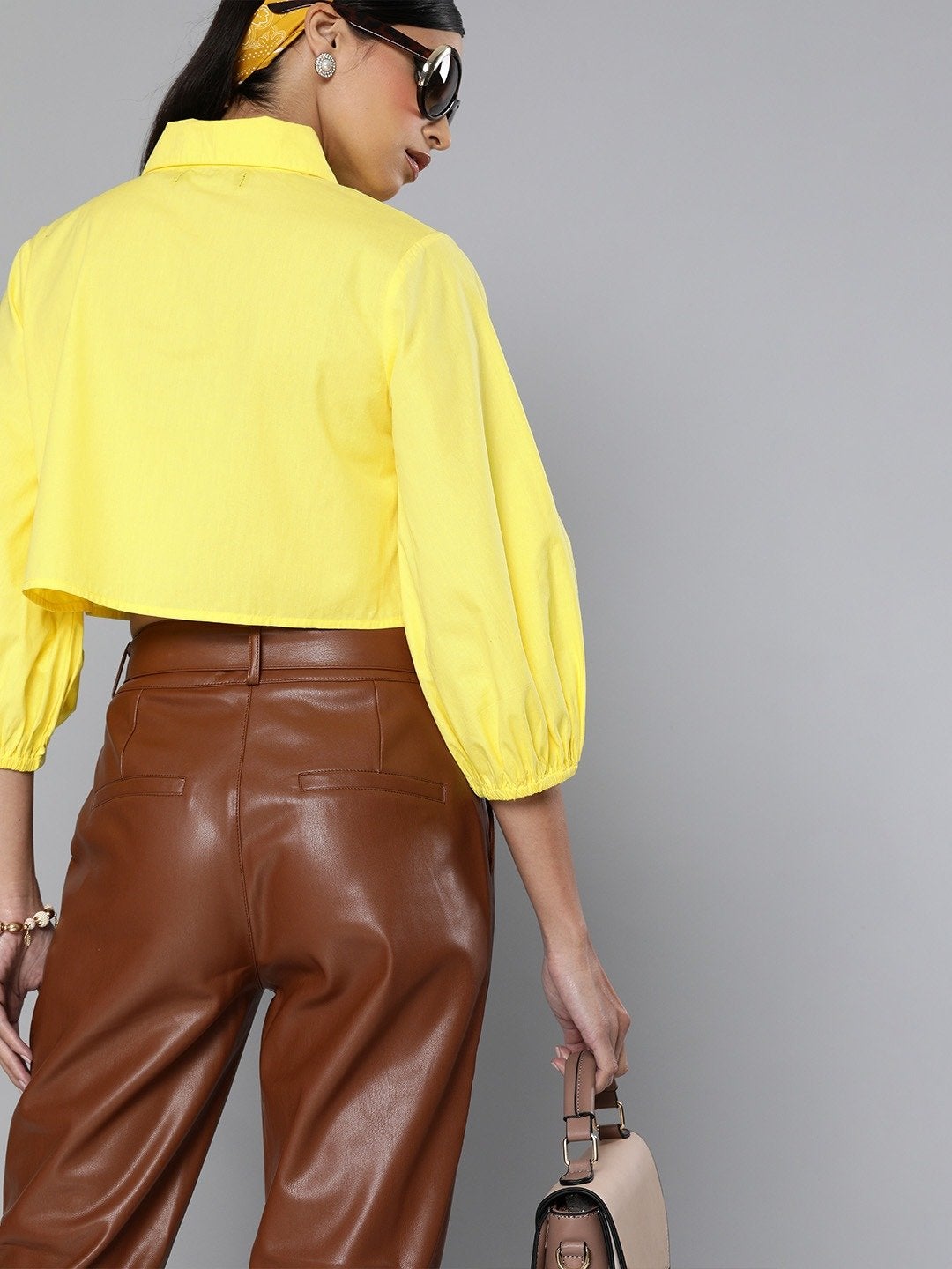Women's Yellow Loose Fit Shirt Style Top