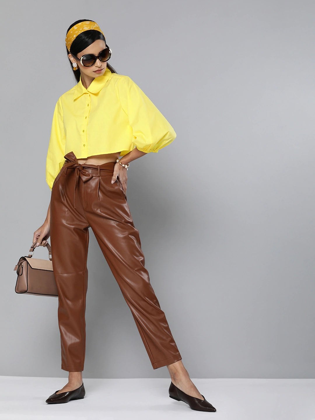 Women's Yellow Loose Fit Shirt Style Top
