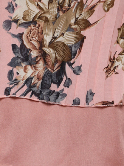Women's Pink Floral Pleated Halter Top