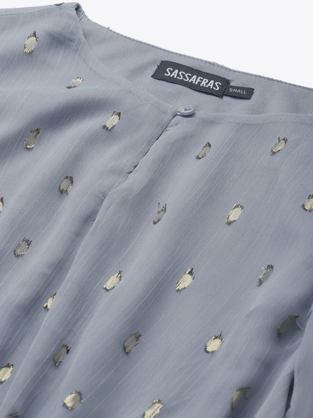 Women's Grey Lurex Smocked Waist Top