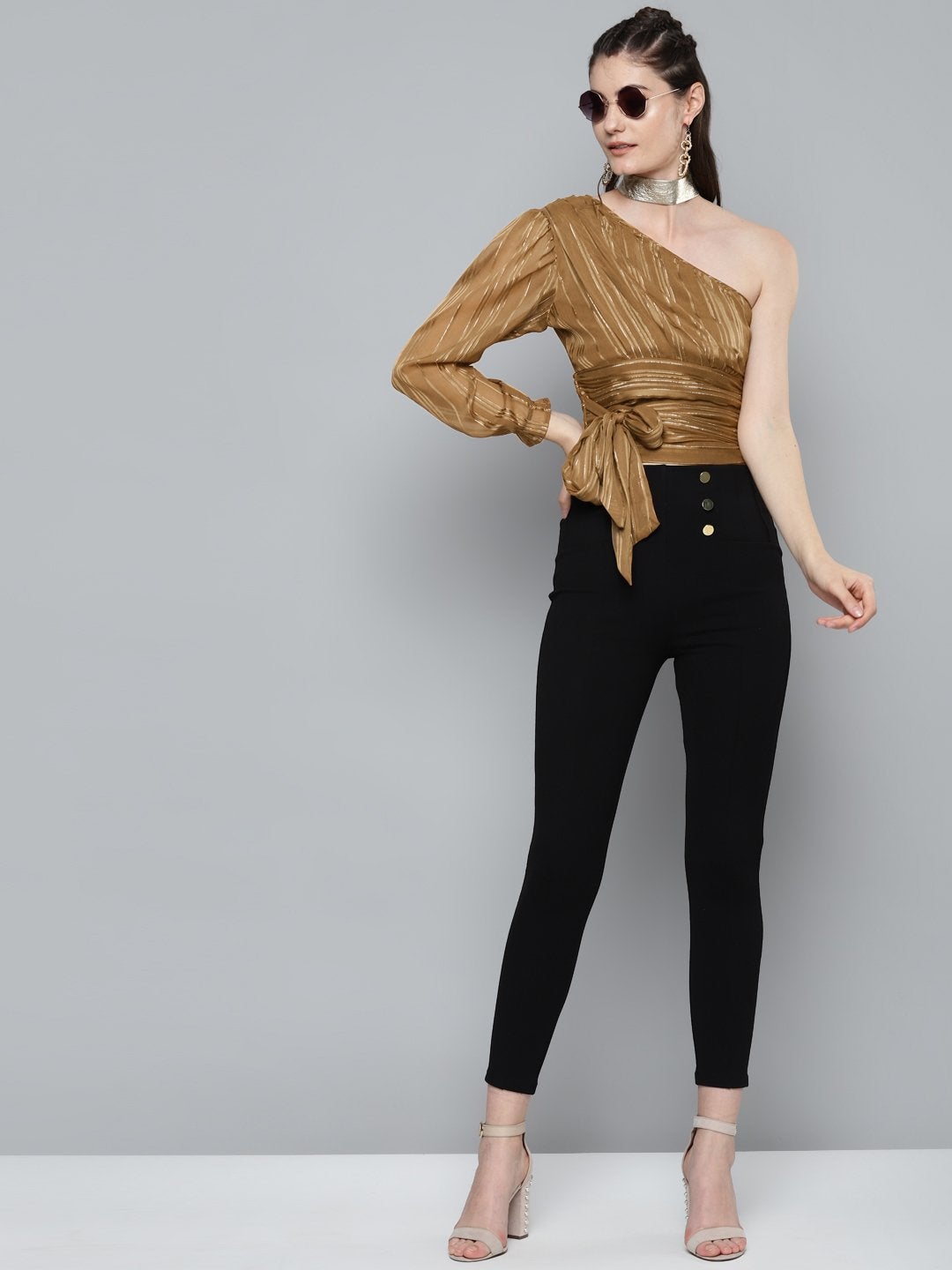 Women's Copper One Shoulder Top