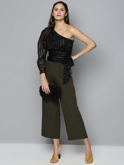 Women's Black One Shoulder Top
