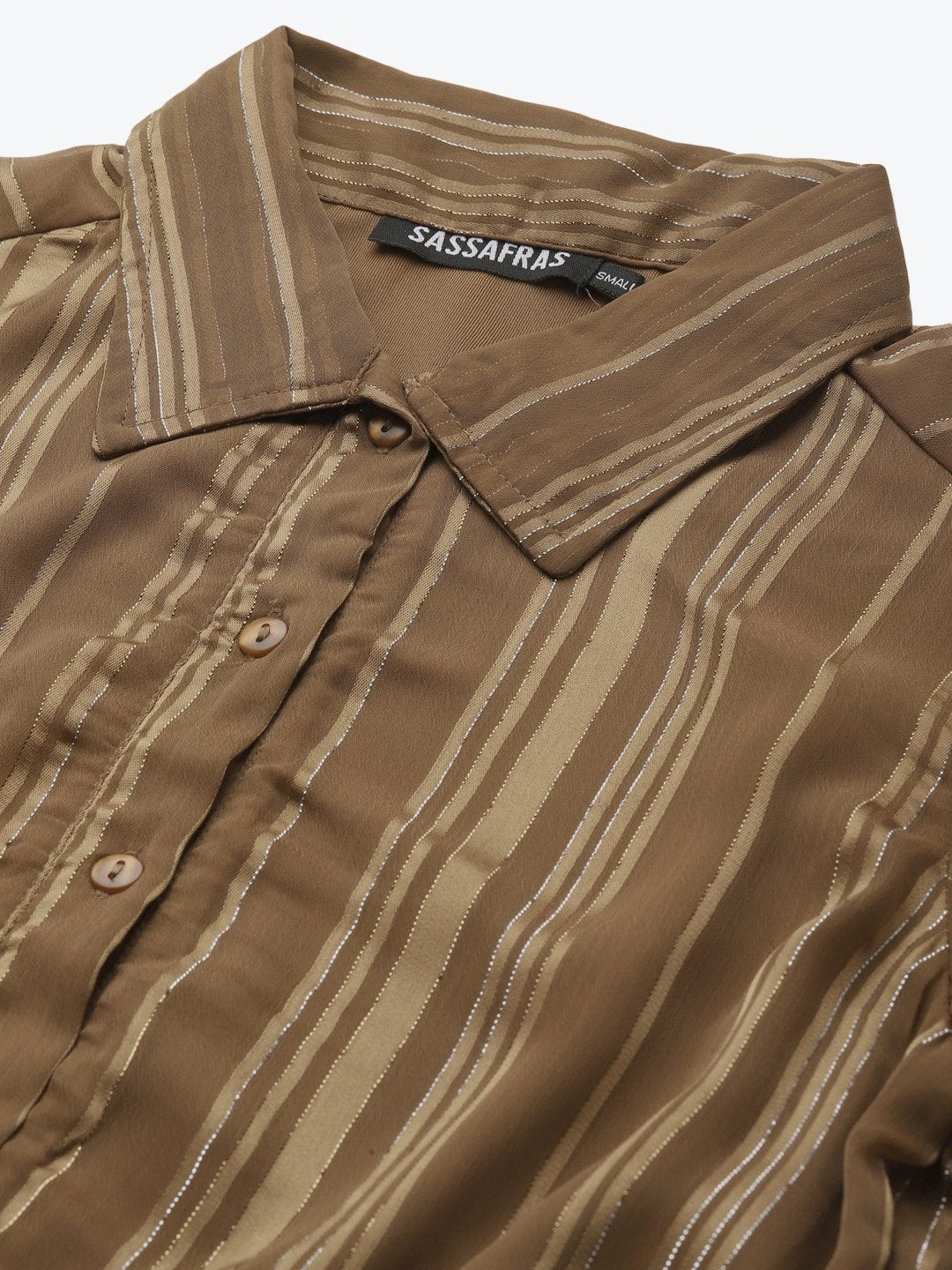 Women's Copper Lurex Crop Shirt Top