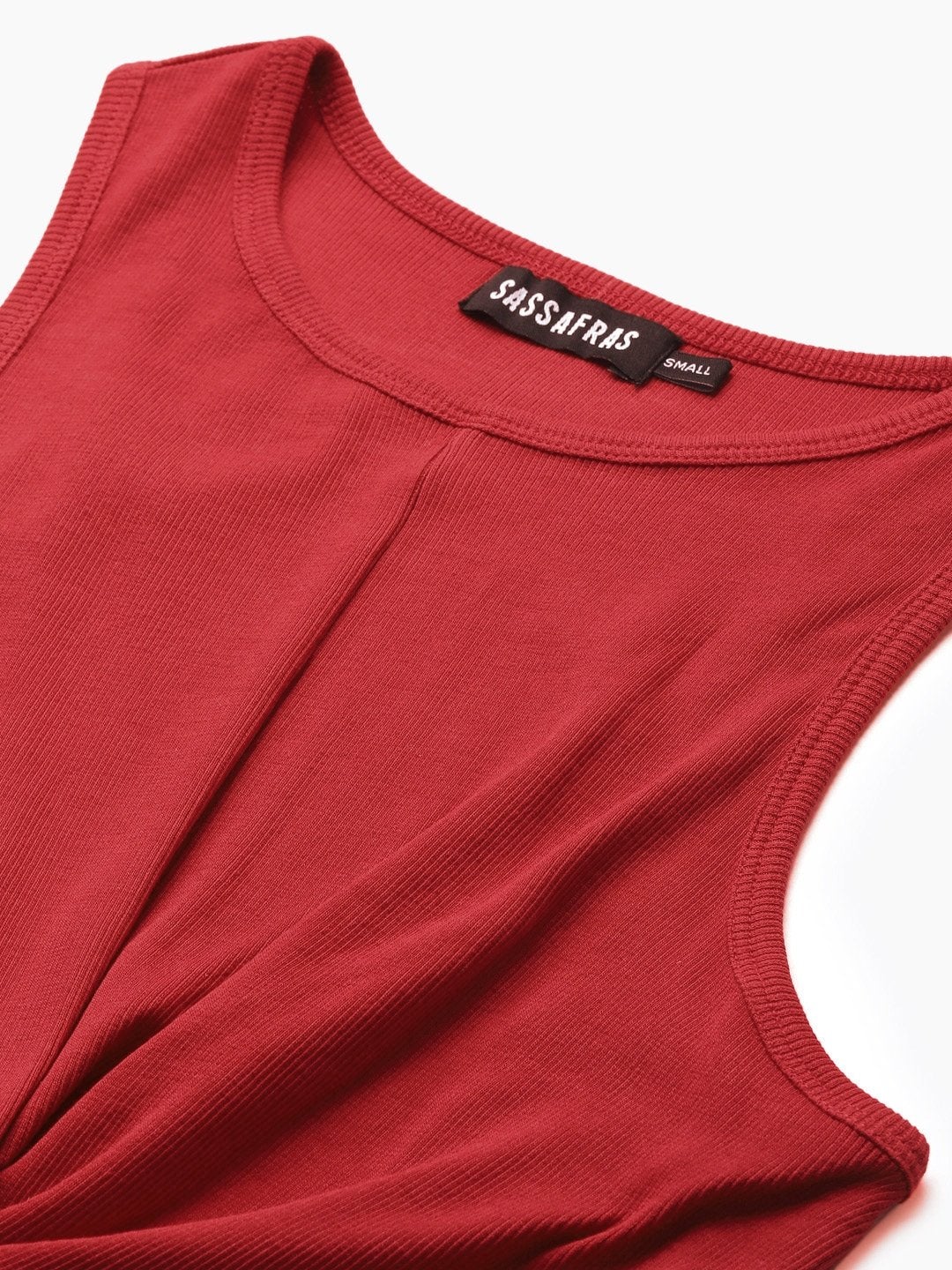 Women's Red Front Knot Crop Top