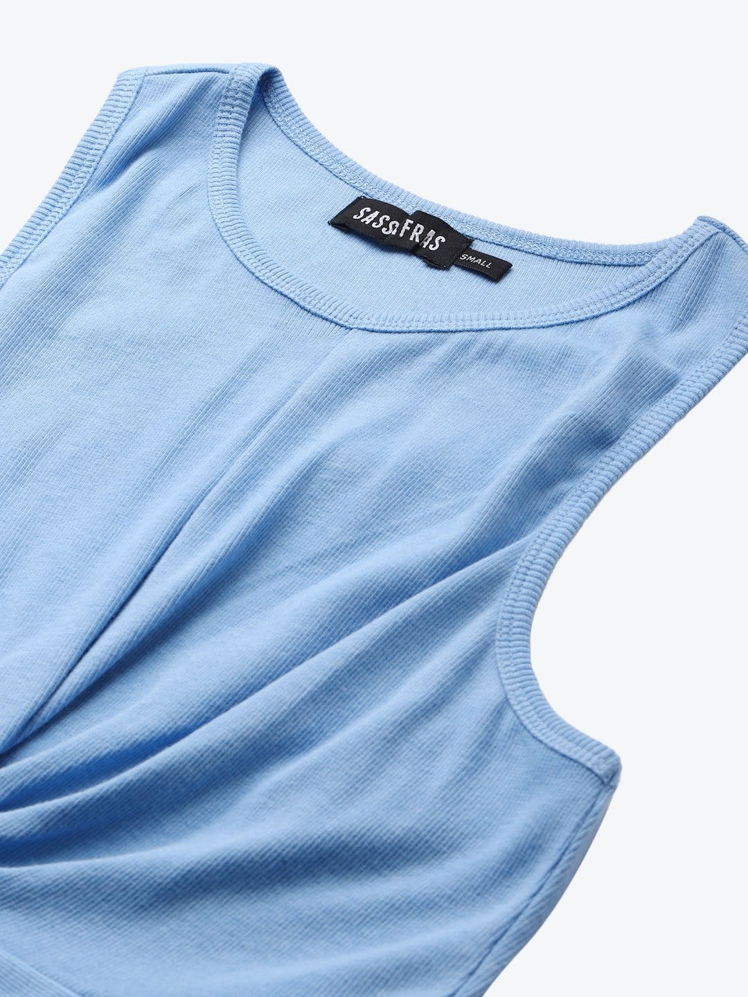 Women's Blue Front Knot Crop Top