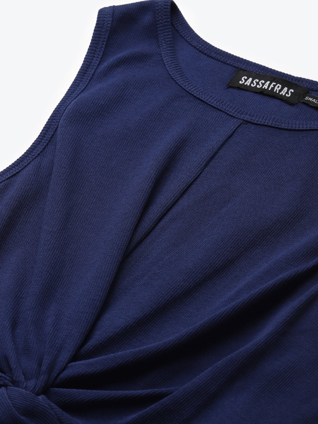 Women's Navy Blue Front Knot Crop Top