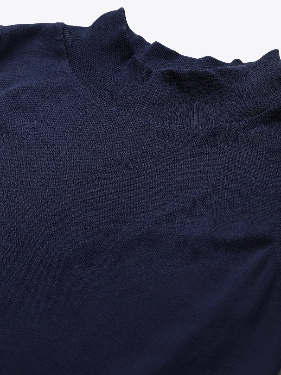 Women's Navy High Neck Crop Top