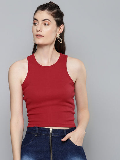 Women's Red Box Back Crop Top