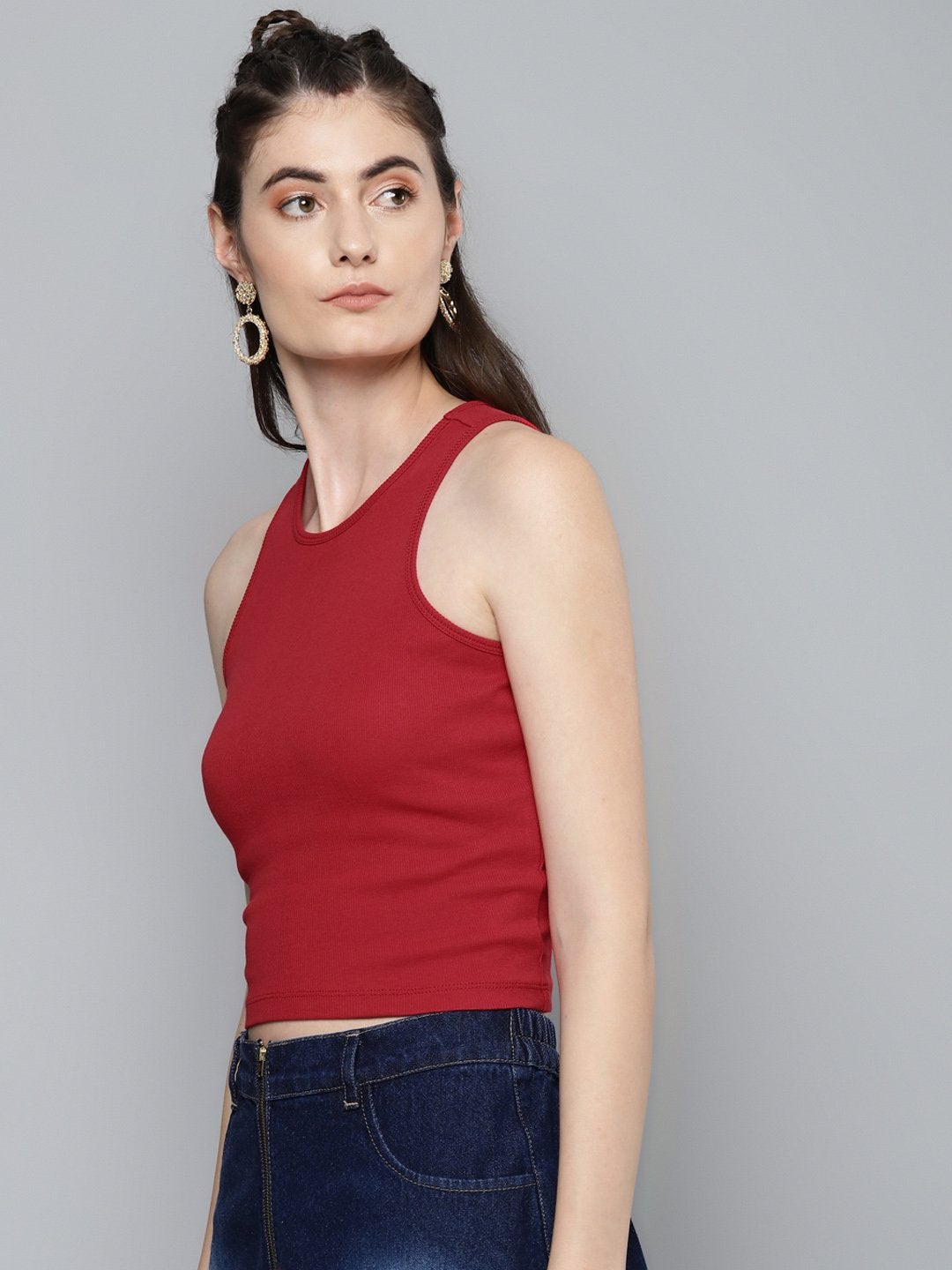 Women's Red Box Back Crop Top