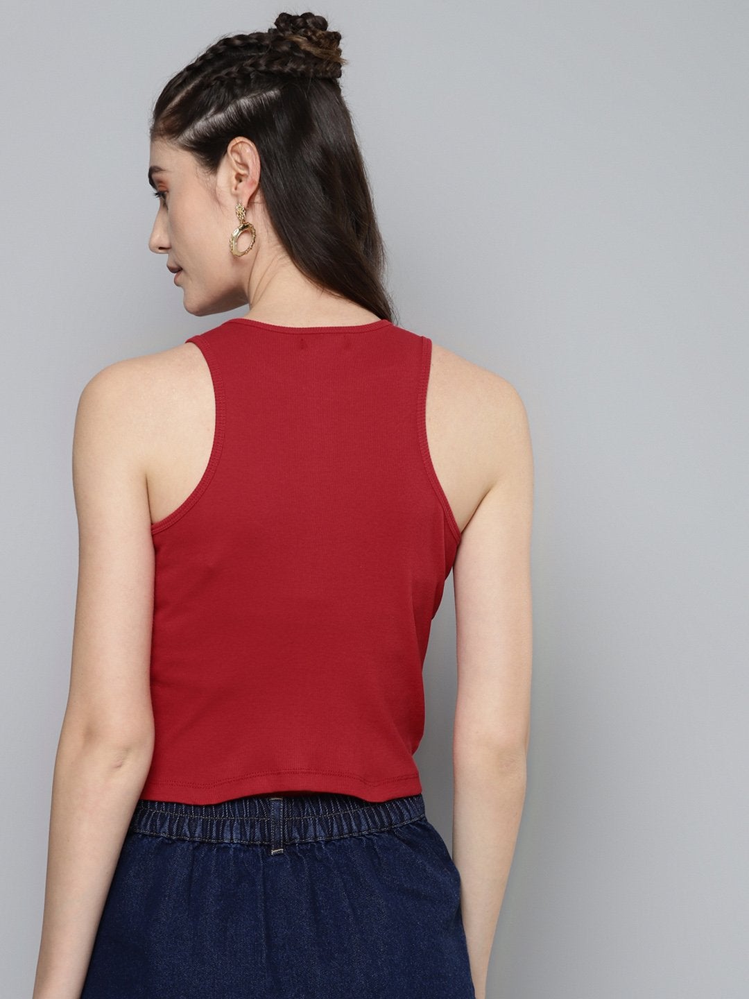 Women's Red Box Back Crop Top