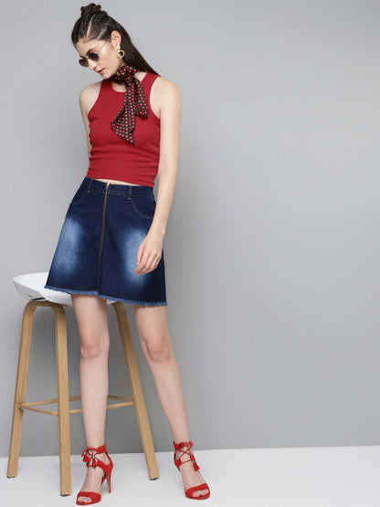 Women's Red Box Back Crop Top