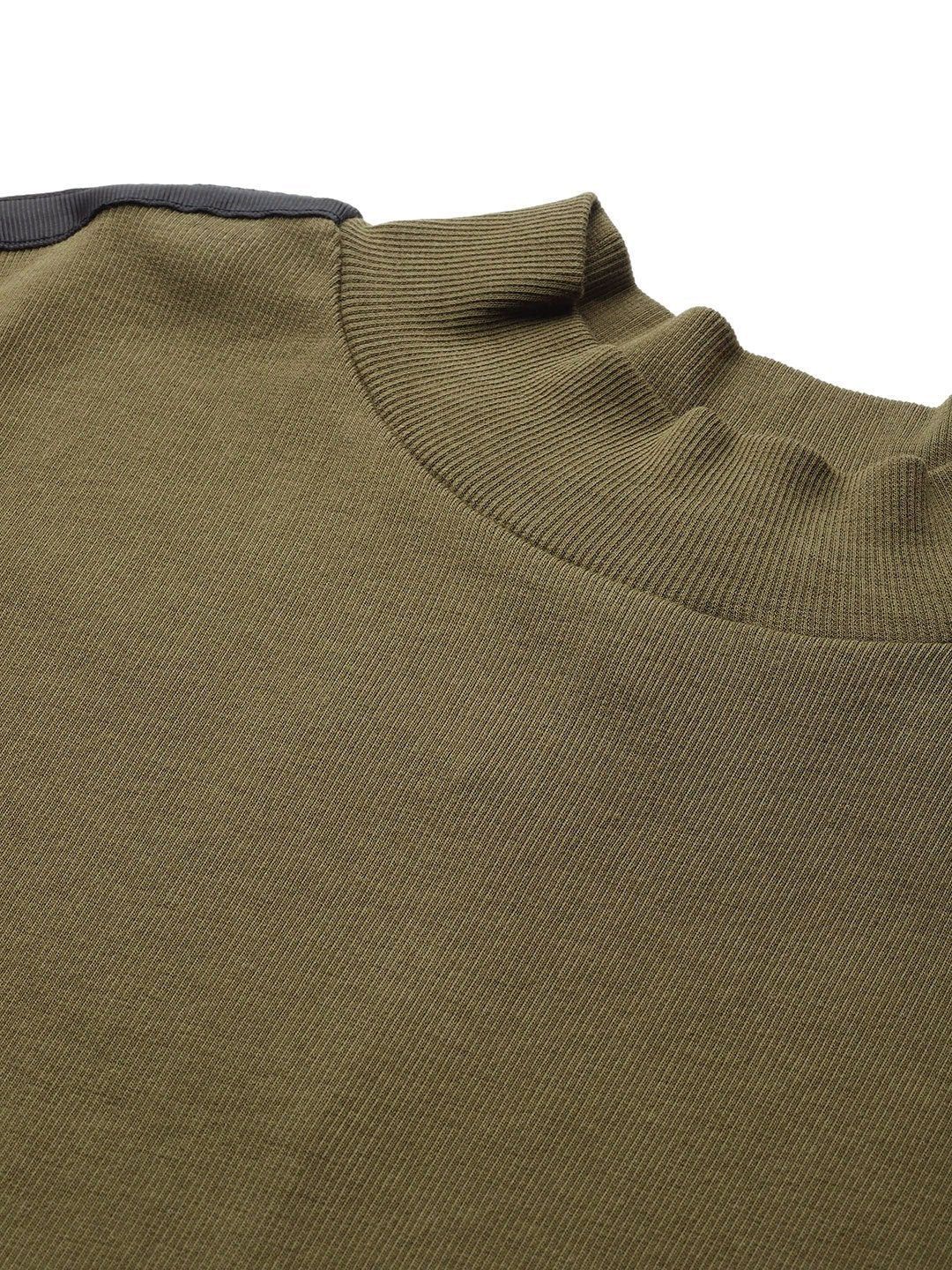 Women's Olive Tape Detail At Sleeve Top