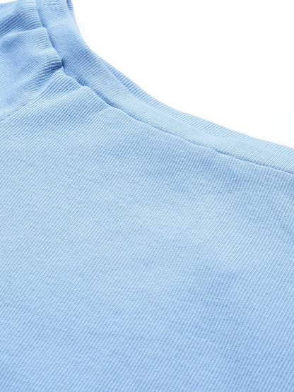 Women's Blue Bardot Crop Top