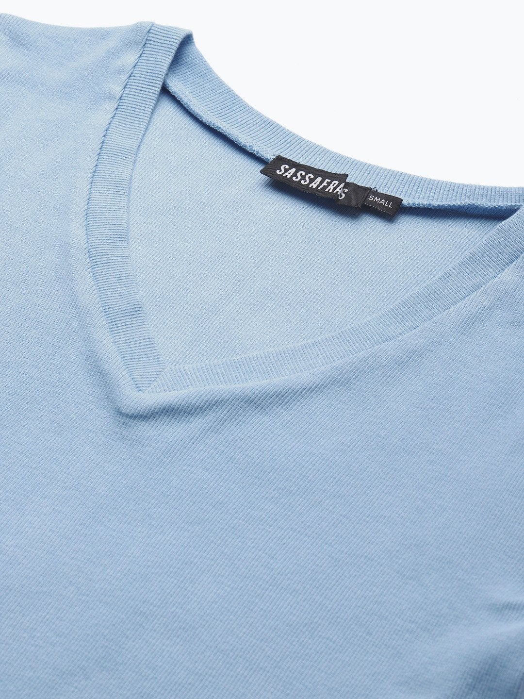 Women's Blue V-Neck Crop Top