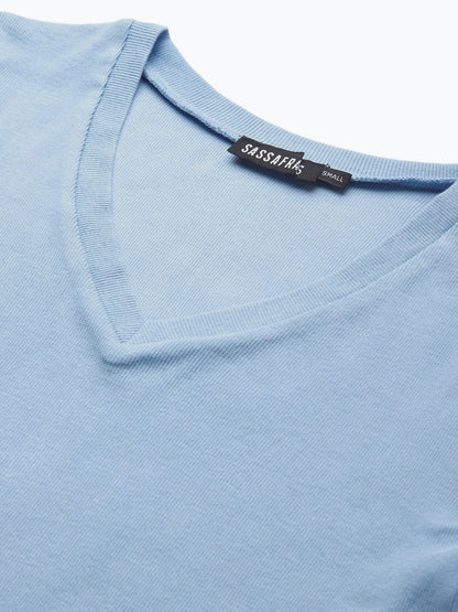 Women's Blue V-Neck Crop Top