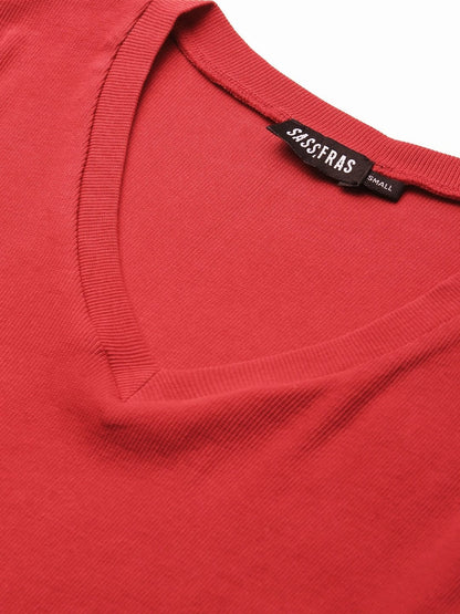 Women's Red V-Neck Crop Top