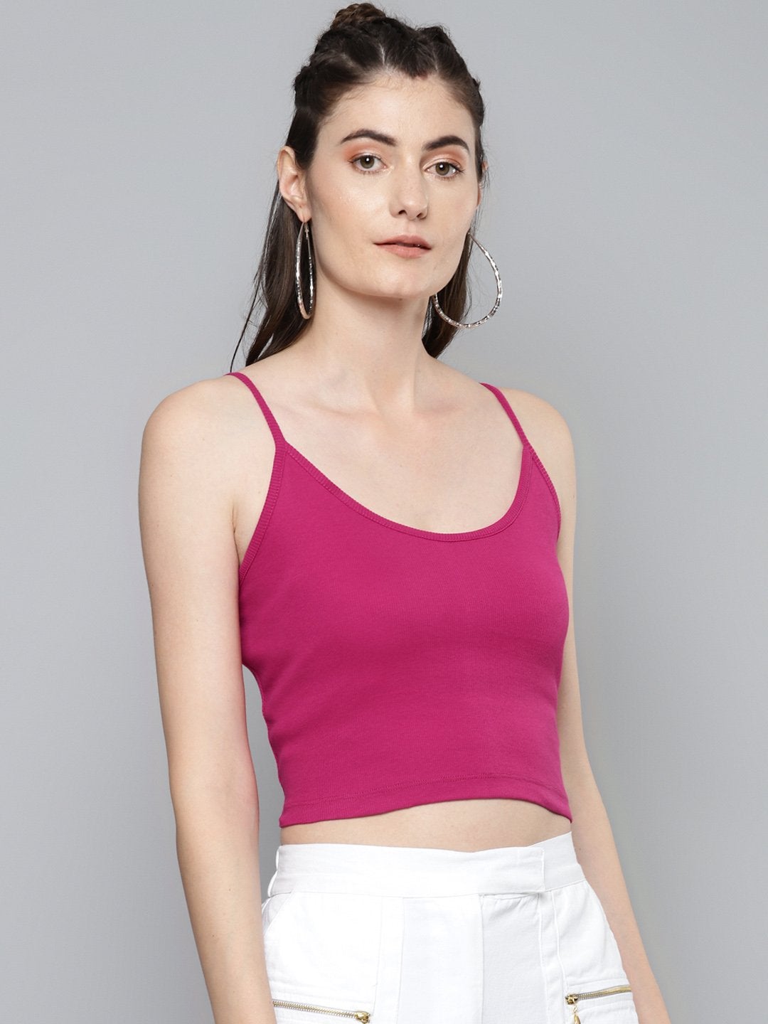 Women's Fuchsia Strappy Crop Top