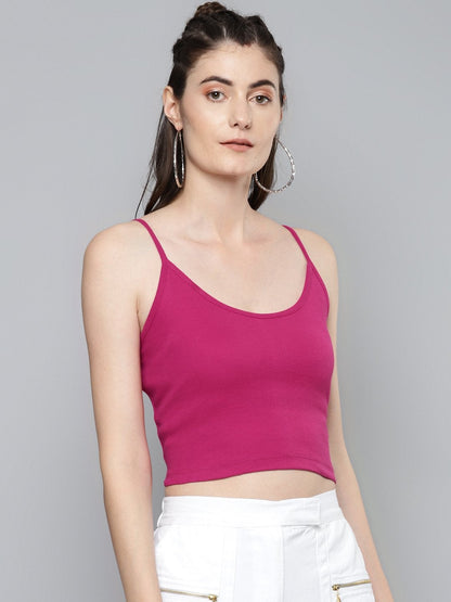 Women's Fuchsia Strappy Crop Top