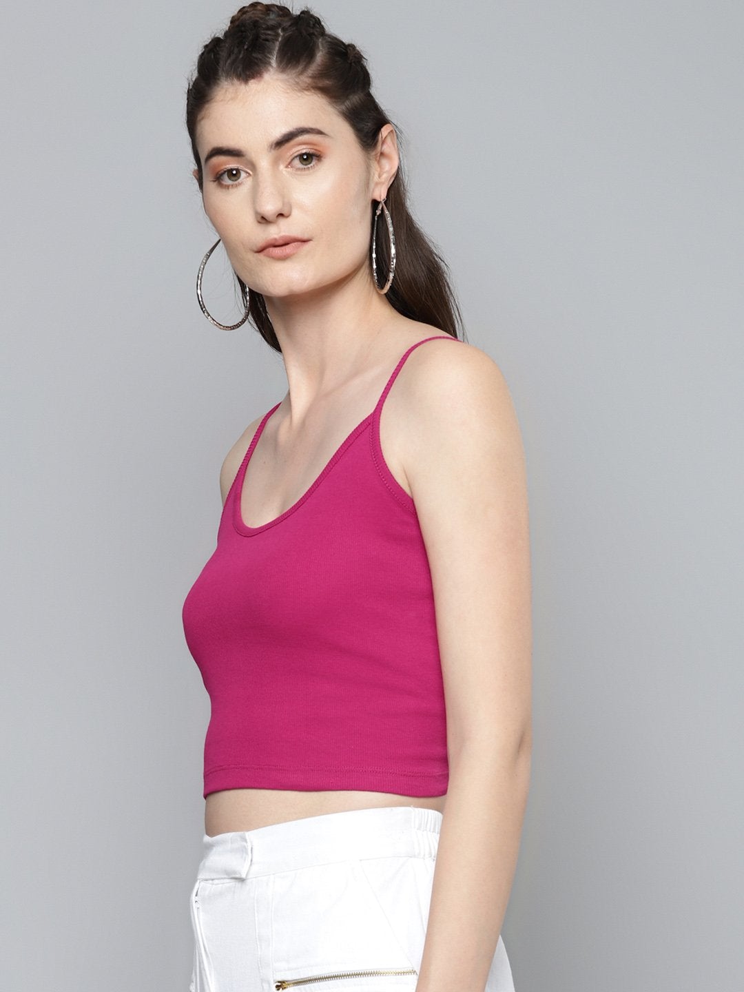 Women's Fuchsia Strappy Crop Top