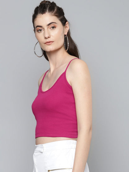 Women's Fuchsia Strappy Crop Top