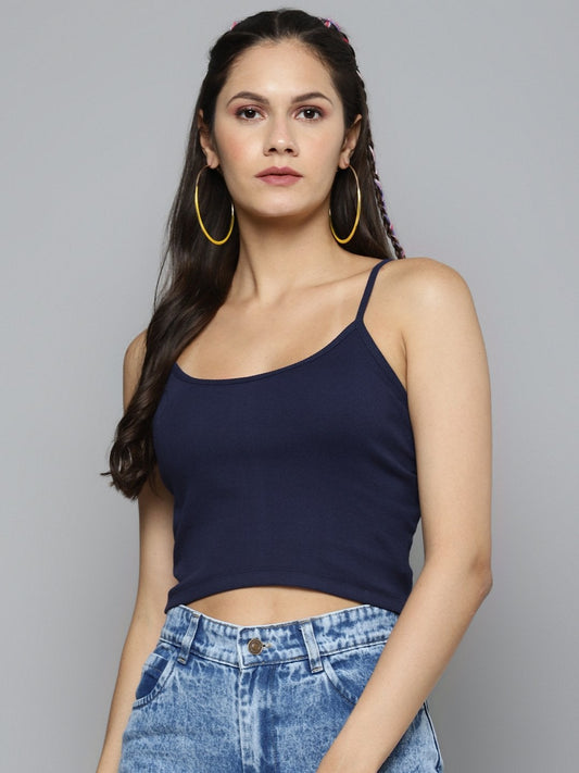 Women's Navy Strappy Crop Top