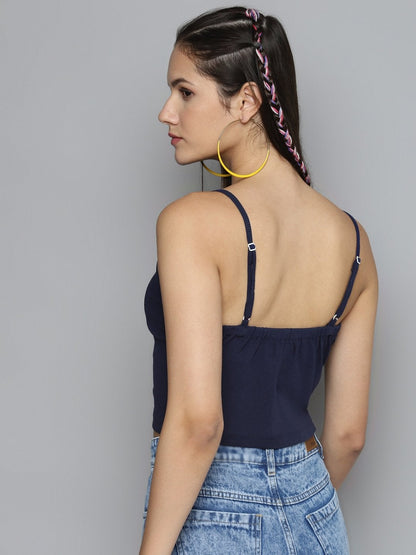 Women's Navy Strappy Crop Top
