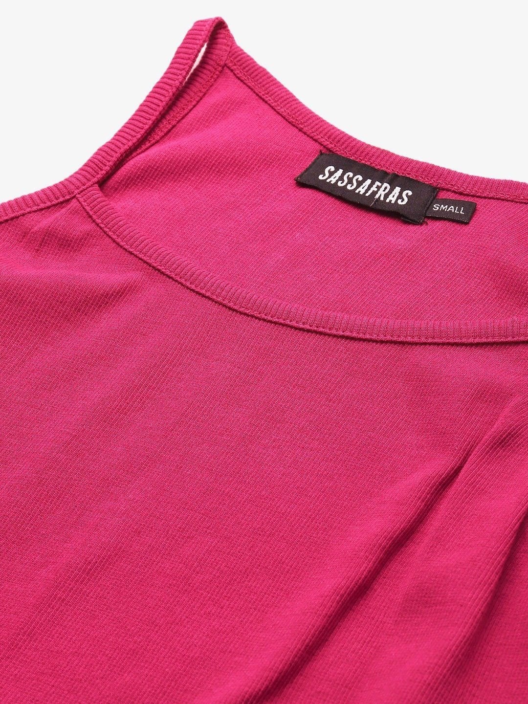 Women's Fuchsia Strappy Box Back Crop Top