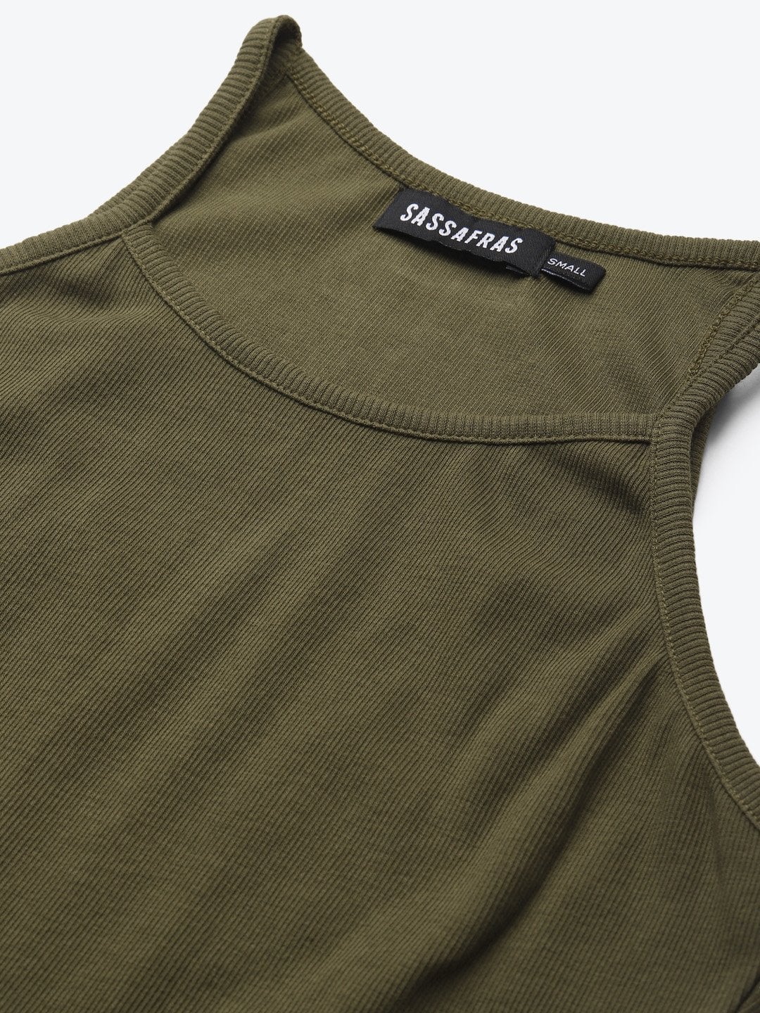 Women's Olive Strappy Box Back Crop Top