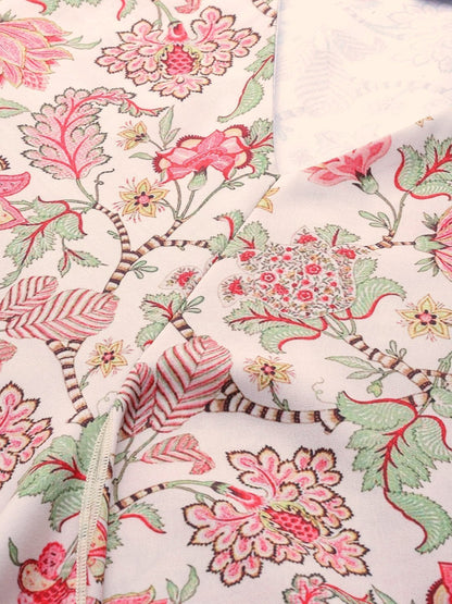 Women's Beige & Red Floral Front Knot Top
