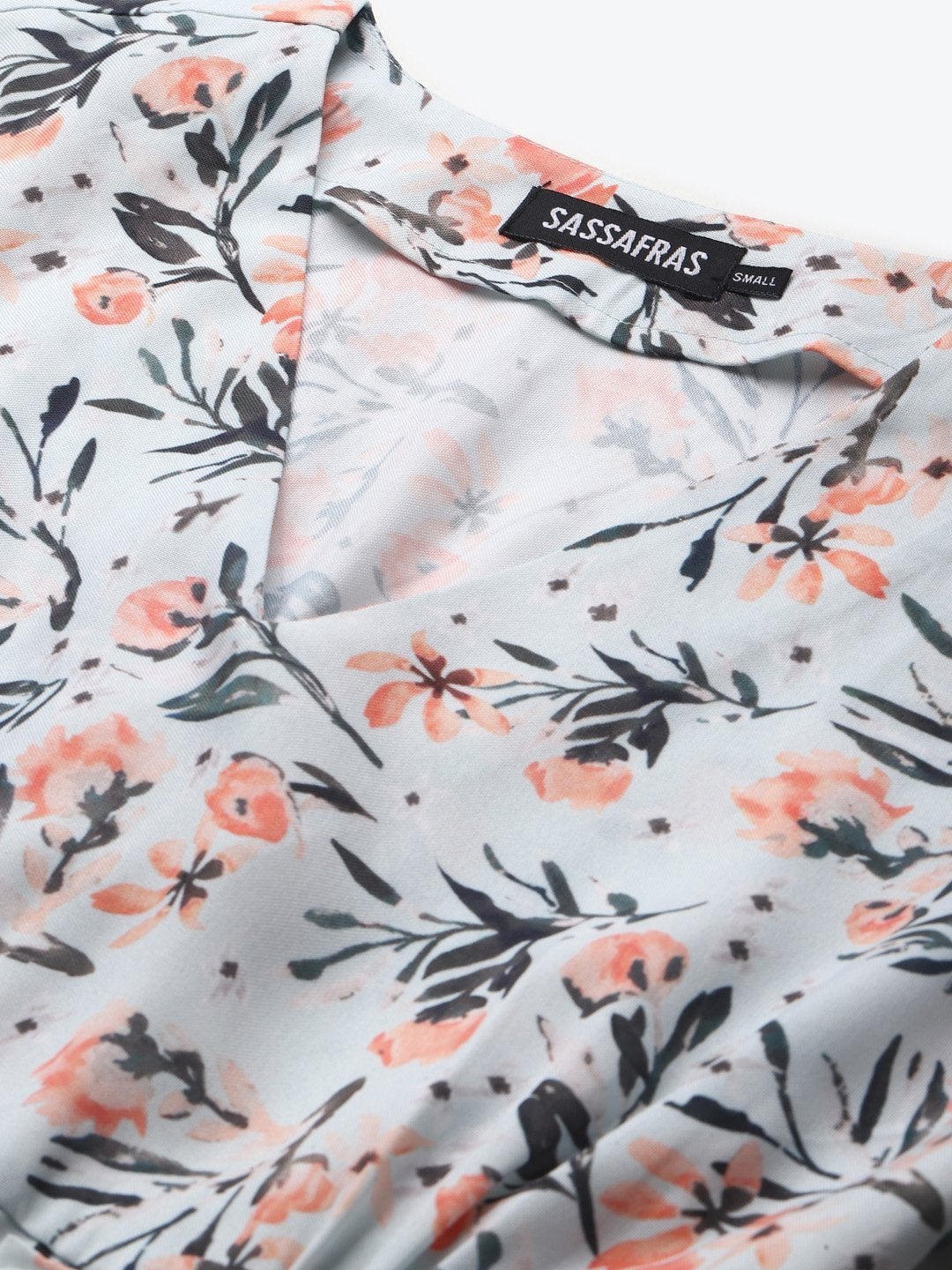 Women's White Floral Criss Cross Detail Top
