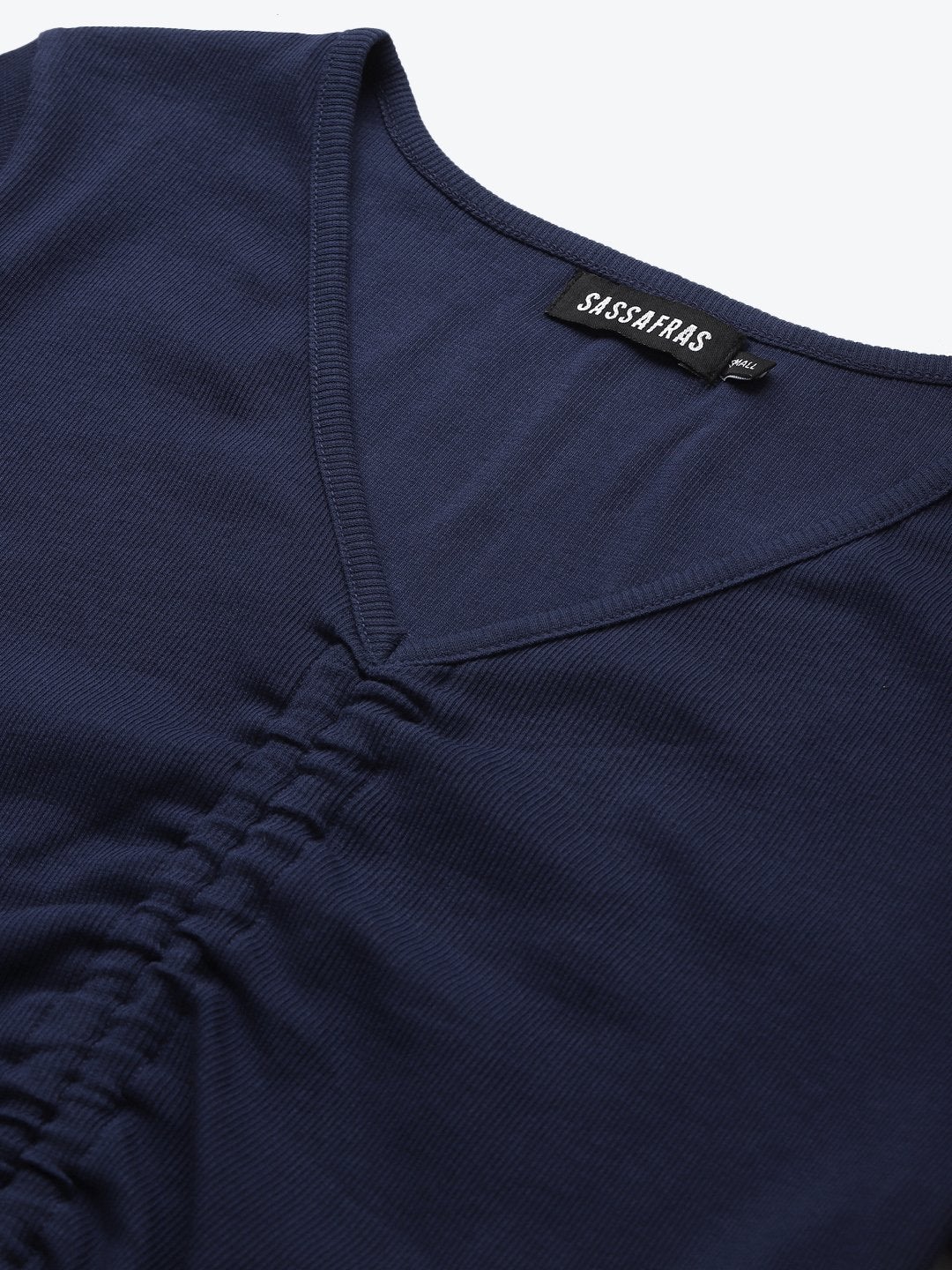 Women's Navy Rouched Crop Top