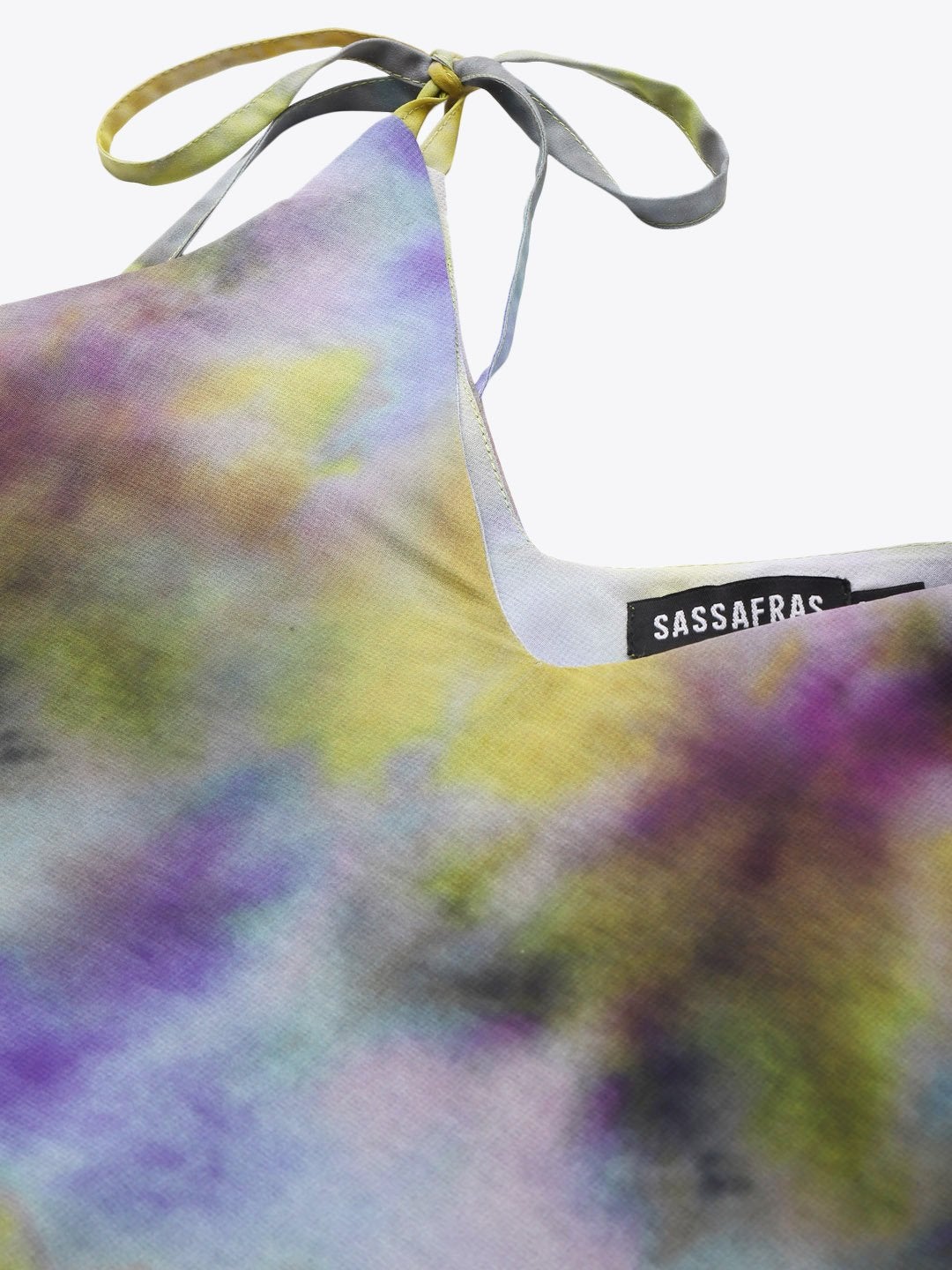 Women's Yellow & Purple Tie-Dye Strappy Top