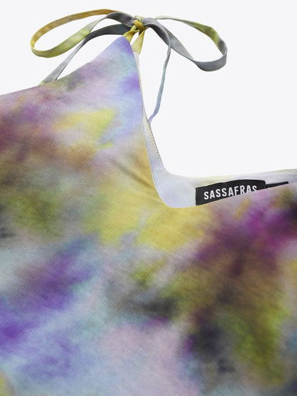Women's Yellow & Purple Tie-Dye Strappy Top