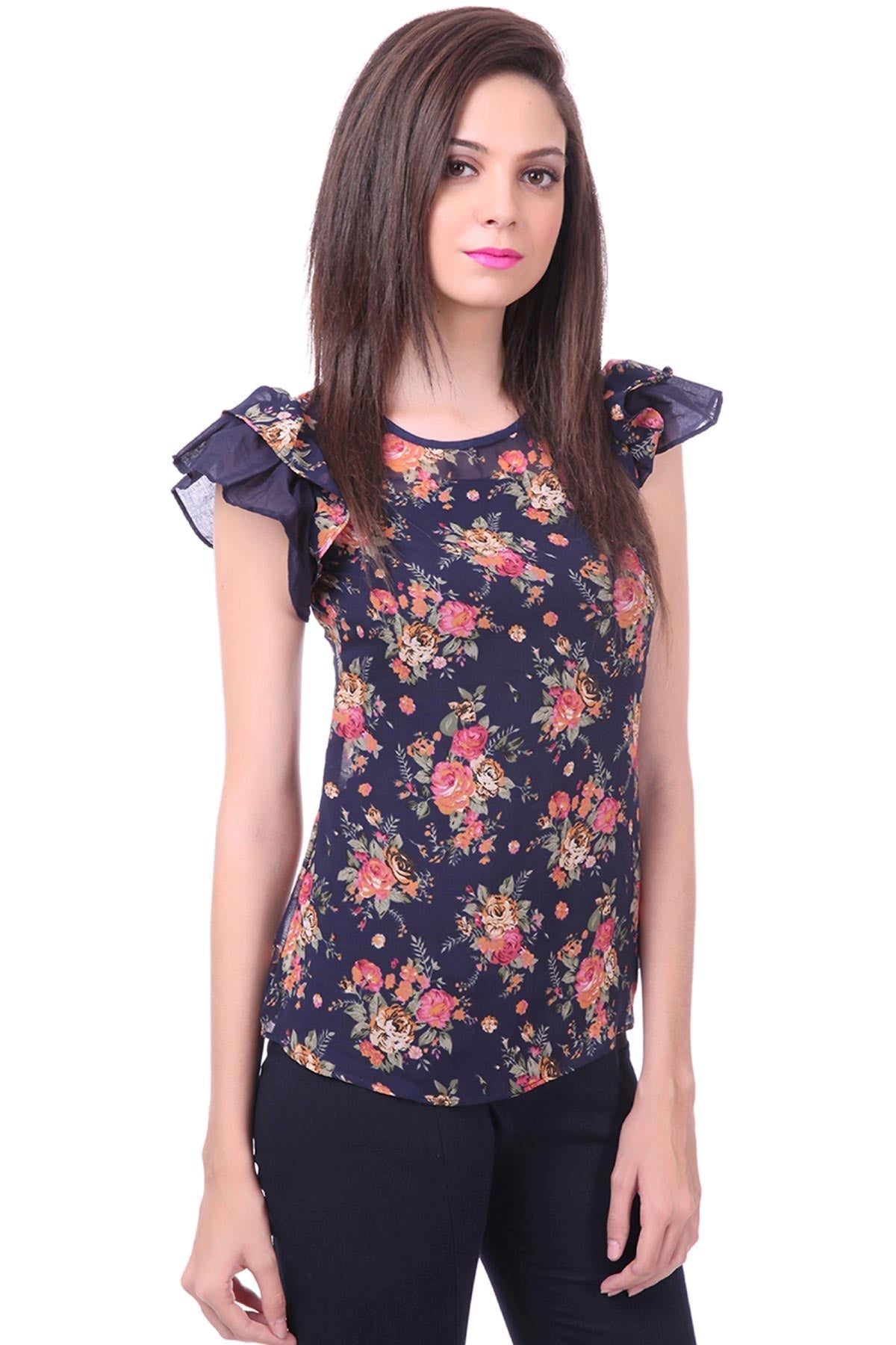 Women's Angel Sleeves Floral Top
