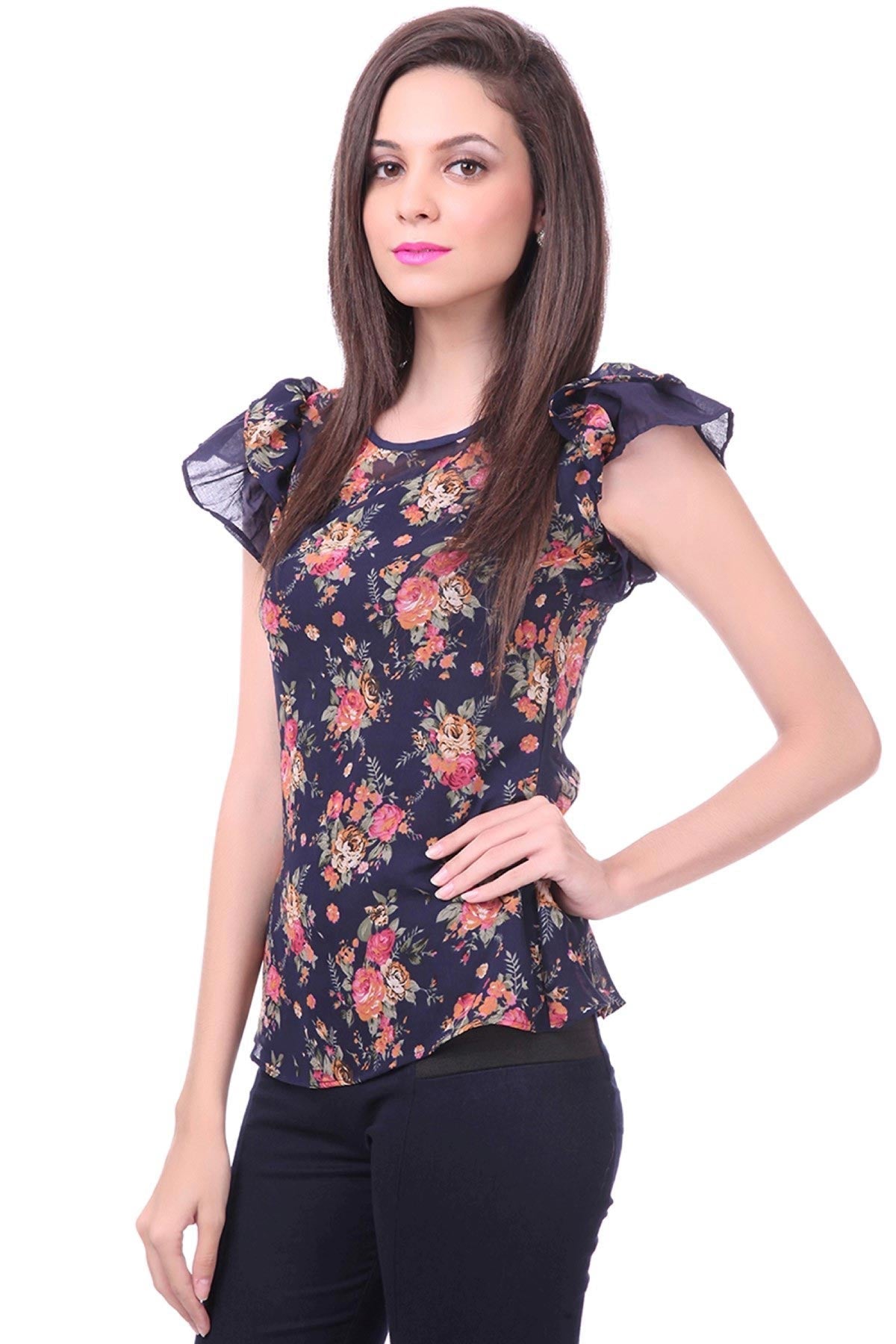 Women's Angel Sleeves Floral Top