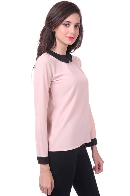 Women's Baby Pink Peter Pan Collar Top
