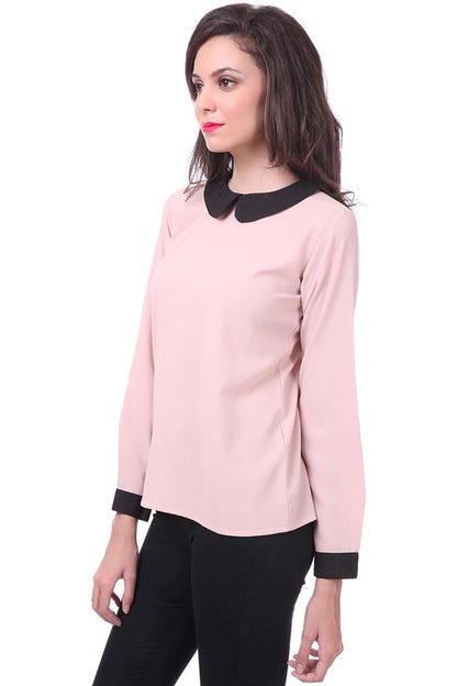 Women's Baby Pink Peter Pan Collar Top