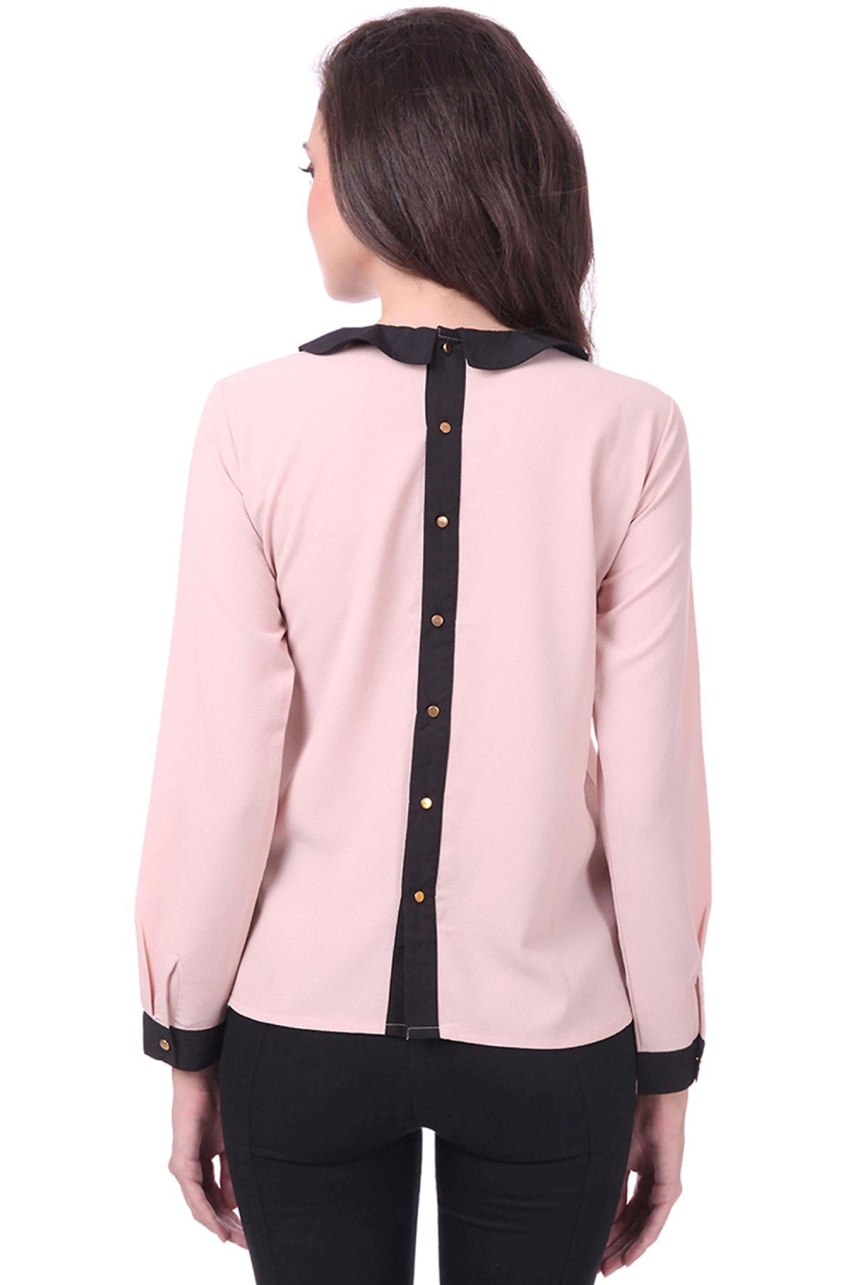 Women's Baby Pink Peter Pan Collar Top