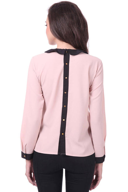 Women's Baby Pink Peter Pan Collar Top