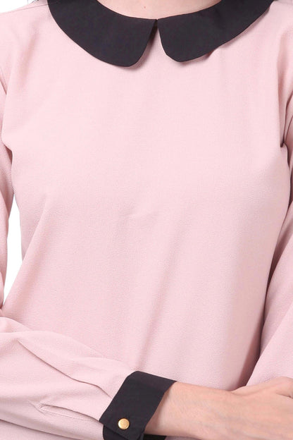 Women's Baby Pink Peter Pan Collar Top