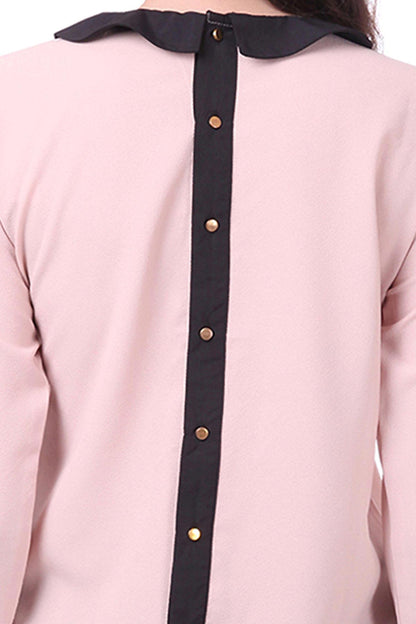 Women's Baby Pink Peter Pan Collar Top