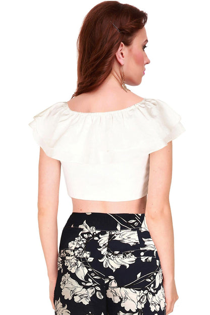 Women's Ivory Frill Crop Top