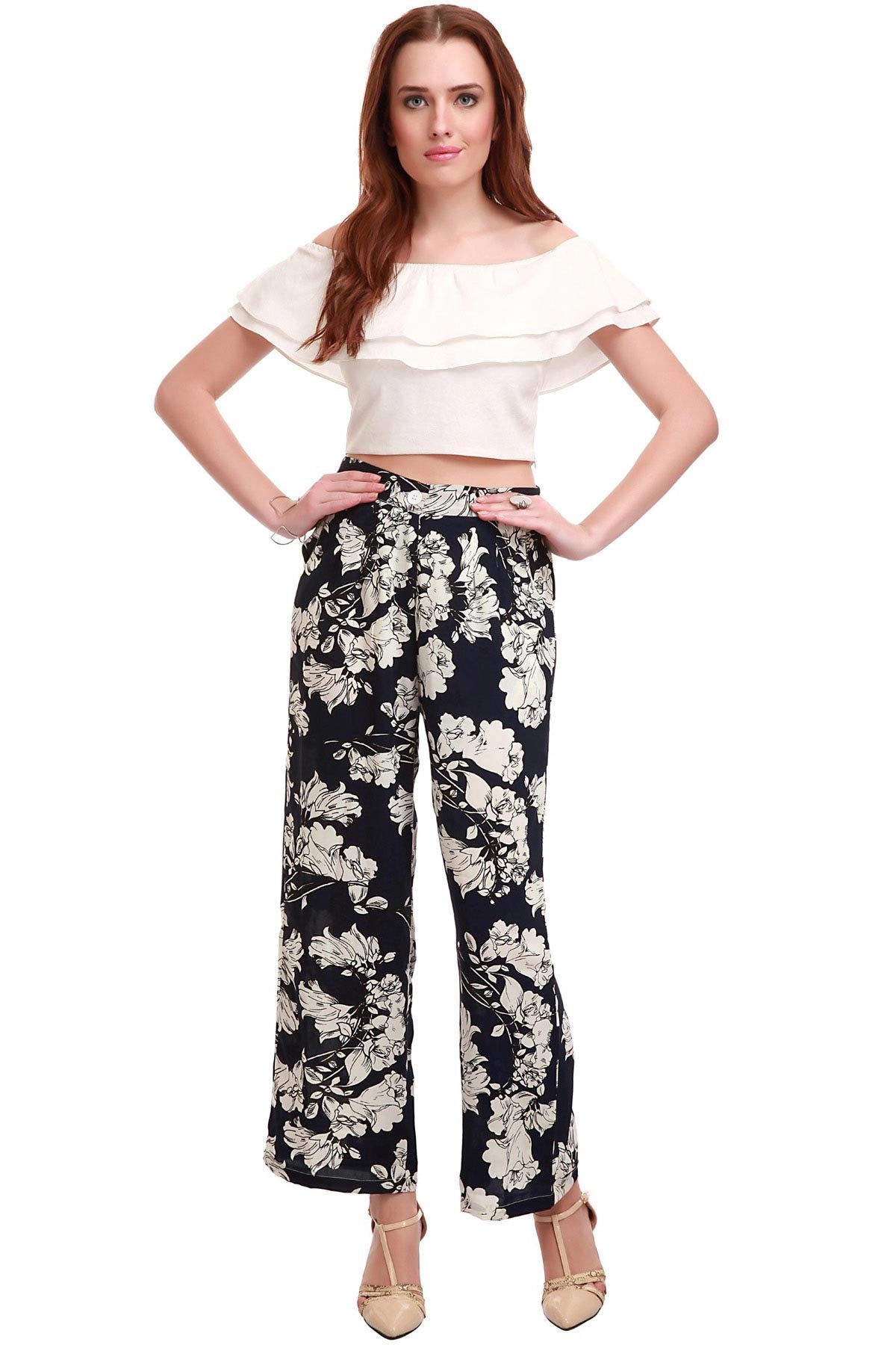 Women's Ivory Frill Crop Top